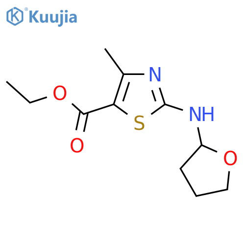 Ethyl 4-methyl-2-((tetrahydrofuran-2-yl)amino)thiazole-5-carboxylate structure