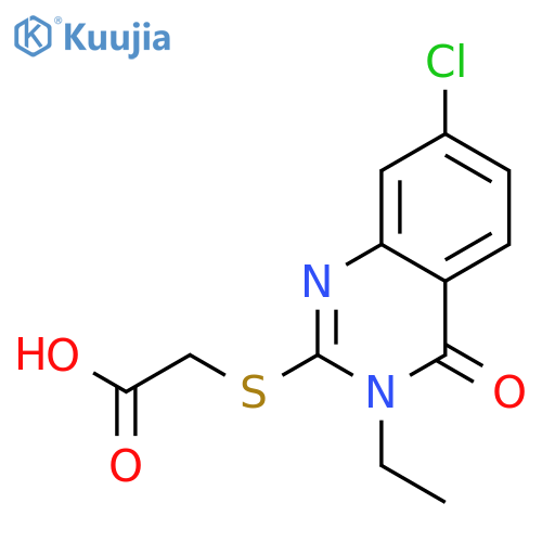 (7-Chloro-3-ethyl-4-oxo-3,4-dihydro-quinazolin-2-ylsulfanyl)-acetic acid structure