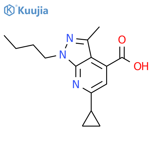 1-Butyl-6-cyclopropyl-3-methyl-1H-pyrazolo[3,4-b]pyridine-4-carboxylic acid structure