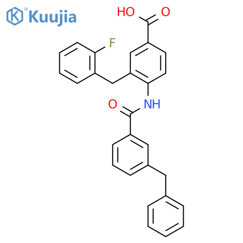 Benzoic acid,3-[(2-fluorophenyl)methyl]-4-[[3-(phenylmethyl)benzoyl]amino]- structure