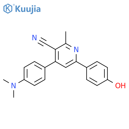 3-Pyridinecarbonitrile,4-[4-(dimethylamino)phenyl]-6-(4-hydroxyphenyl)-2-methyl- structure