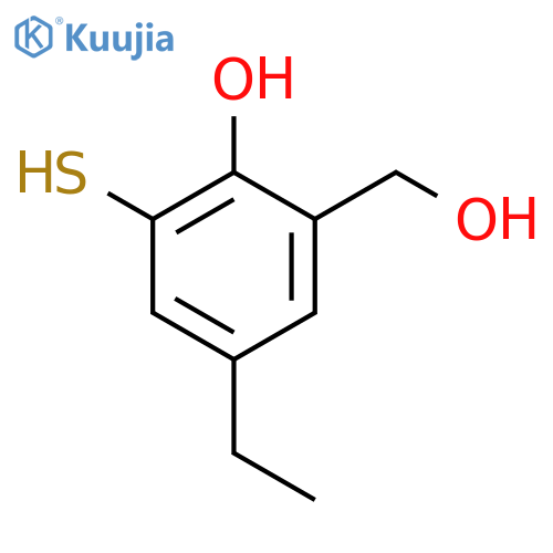 Benzenemethanol, 5-ethyl-2-hydroxy-3-mercapto- structure