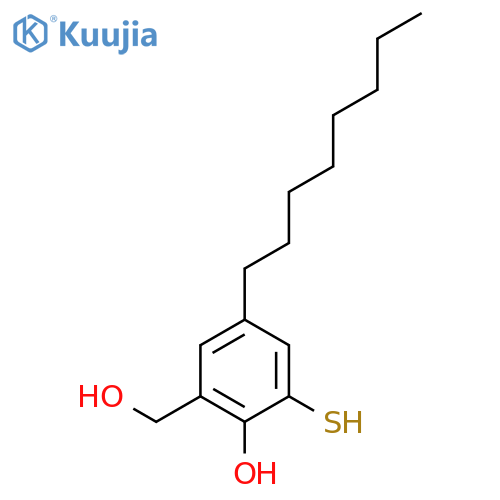 Benzenemethanol, 2-hydroxy-3-mercapto-5-octyl- structure
