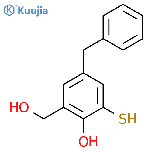 Benzenemethanol, 2-hydroxy-3-mercapto-5-(phenylmethyl)- structure