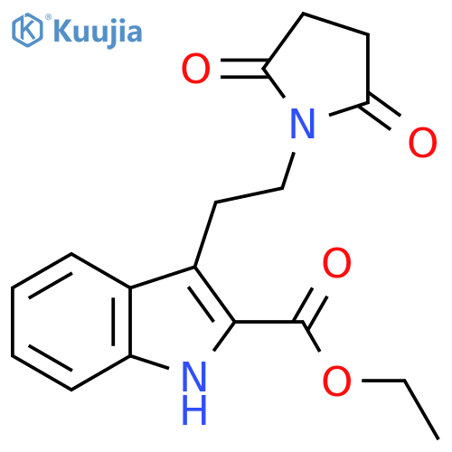 1H-Indole-2-carboxylic acid, 3-[2-(2,5-dioxo-1-pyrrolidinyl)ethyl]-, ethyl ester structure
