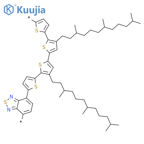 Poly[2,1,3-benzothiadiazole-4,7-diyl[3',4''-bis(3,7,11-trimethyldodecyl)[2,2':5',2'':5'',2'''-quaterthiophene]-5,5'''-diyl]] structure