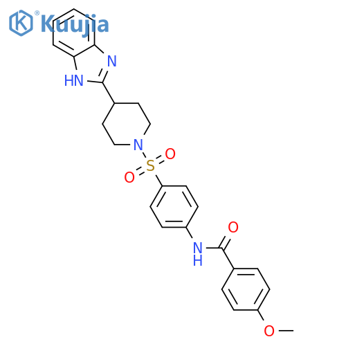 N-(4-{4-(1H-1,3-benzodiazol-2-yl)piperidin-1-ylsulfonyl}phenyl)-4-methoxybenzamide structure