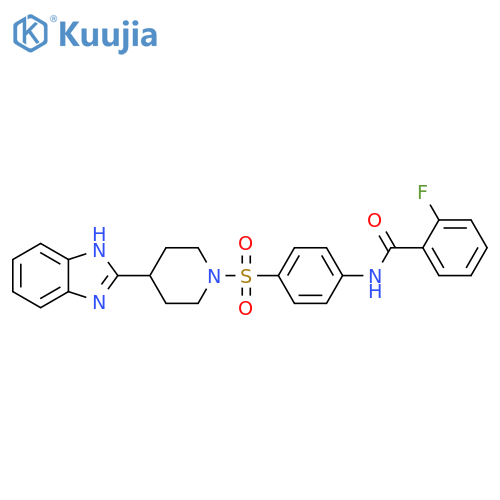 N-(4-{4-(1H-1,3-benzodiazol-2-yl)piperidin-1-ylsulfonyl}phenyl)-2-fluorobenzamide structure