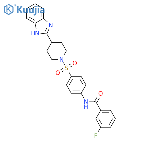 N-(4-{4-(1H-1,3-benzodiazol-2-yl)piperidin-1-ylsulfonyl}phenyl)-3-fluorobenzamide structure