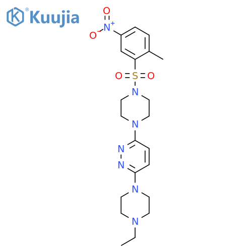 3-(4-ethylpiperazin-1-yl)-6-4-(2-methyl-5-nitrobenzenesulfonyl)piperazin-1-ylpyridazine structure