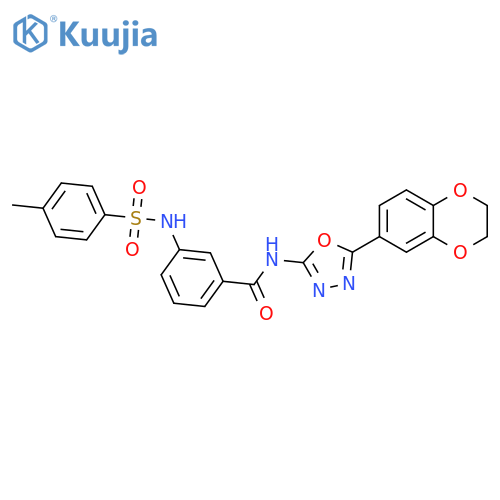 N-5-(2,3-dihydro-1,4-benzodioxin-6-yl)-1,3,4-oxadiazol-2-yl-3-(4-methylbenzenesulfonamido)benzamide structure