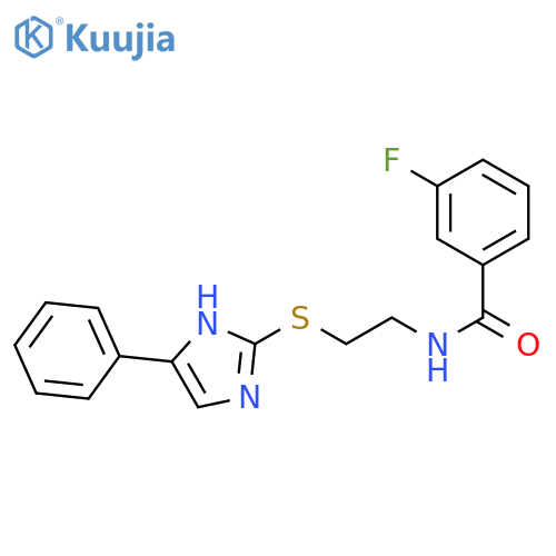 3-fluoro-N-{2-(5-phenyl-1H-imidazol-2-yl)sulfanylethyl}benzamide structure