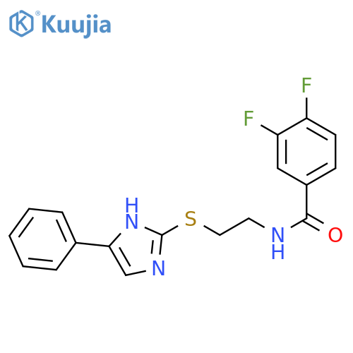 3,4-difluoro-N-{2-(5-phenyl-1H-imidazol-2-yl)sulfanylethyl}benzamide structure