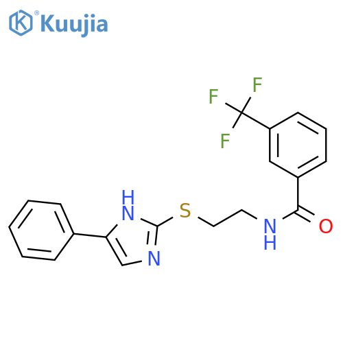 N-{2-(5-phenyl-1H-imidazol-2-yl)sulfanylethyl}-3-(trifluoromethyl)benzamide structure