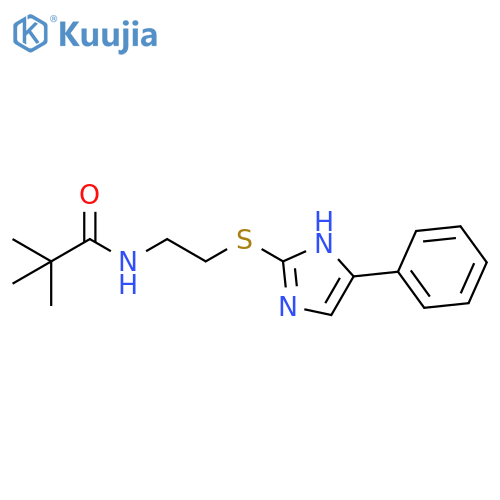2,2-dimethyl-N-{2-(5-phenyl-1H-imidazol-2-yl)sulfanylethyl}propanamide structure