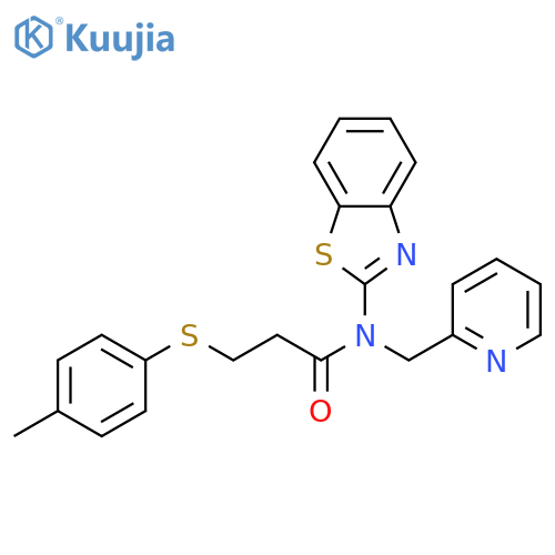 N-(1,3-benzothiazol-2-yl)-3-(4-methylphenyl)sulfanyl-N-(pyridin-2-yl)methylpropanamide structure