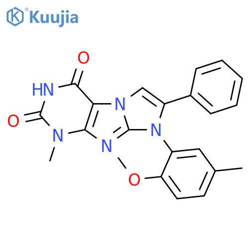 8-(2-methoxy-5-methylphenyl)-1-methyl-7-phenyl-1H,2H,3H,4H,8H-imidazo1,2-gpurine-2,4-dione structure