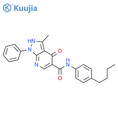 N-(4-butylphenyl)-3-methyl-4-oxo-1-phenyl-1H,4H,7H-pyrazolo3,4-bpyridine-5-carboxamide structure