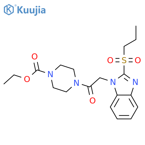 ethyl 4-{2-2-(propane-1-sulfonyl)-1H-1,3-benzodiazol-1-ylacetyl}piperazine-1-carboxylate structure