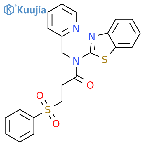 3-(benzenesulfonyl)-N-(1,3-benzothiazol-2-yl)-N-(pyridin-2-yl)methylpropanamide structure