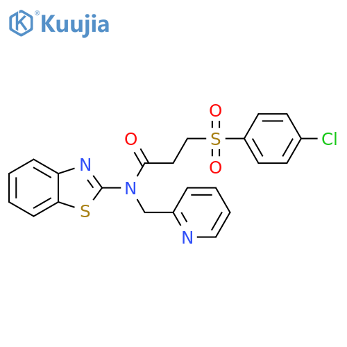 N-(1,3-benzothiazol-2-yl)-3-(4-chlorobenzenesulfonyl)-N-(pyridin-2-yl)methylpropanamide structure
