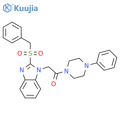 2-(2-phenylmethanesulfonyl-1H-1,3-benzodiazol-1-yl)-1-(4-phenylpiperazin-1-yl)ethan-1-one structure