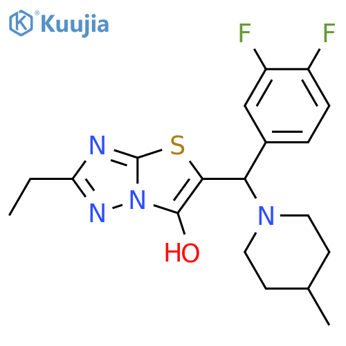 5-(3,4-difluorophenyl)(4-methylpiperidin-1-yl)methyl-2-ethyl-1,2,4triazolo3,2-b1,3thiazol-6-ol structure