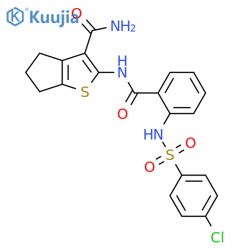 2-2-(4-chlorobenzenesulfonamido)benzamido-4H,5H,6H-cyclopentabthiophene-3-carboxamide structure
