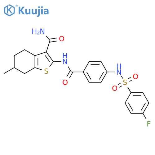 2-4-(4-fluorobenzenesulfonamido)benzamido-6-methyl-4,5,6,7-tetrahydro-1-benzothiophene-3-carboxamide structure