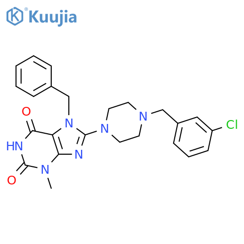 7-benzyl-8-{4-(3-chlorophenyl)methylpiperazin-1-yl}-3-methyl-2,3,6,7-tetrahydro-1H-purine-2,6-dione structure