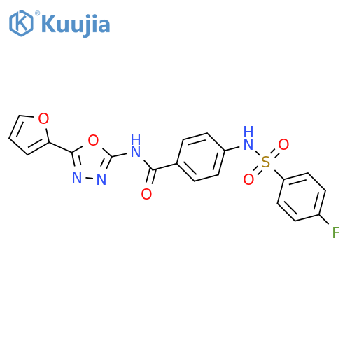4-(4-fluorobenzenesulfonamido)-N-5-(furan-2-yl)-1,3,4-oxadiazol-2-ylbenzamide structure