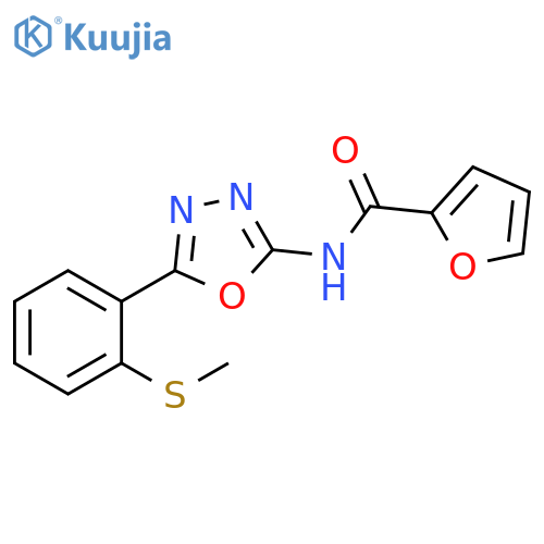N-{5-2-(methylsulfanyl)phenyl-1,3,4-oxadiazol-2-yl}furan-2-carboxamide structure