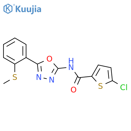 5-chloro-N-{5-2-(methylsulfanyl)phenyl-1,3,4-oxadiazol-2-yl}thiophene-2-carboxamide structure