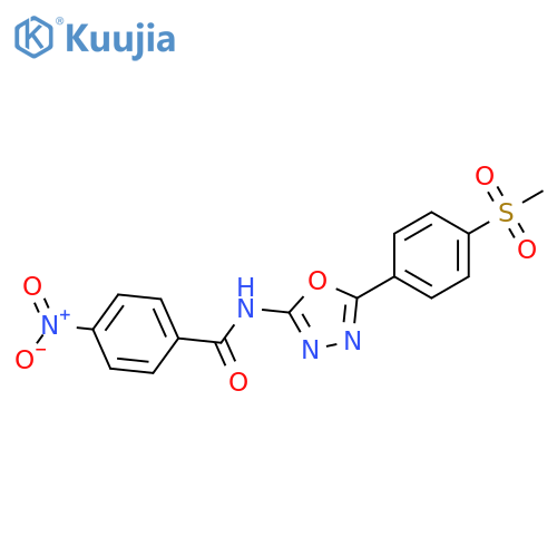 N-5-(4-methanesulfonylphenyl)-1,3,4-oxadiazol-2-yl-4-nitrobenzamide structure