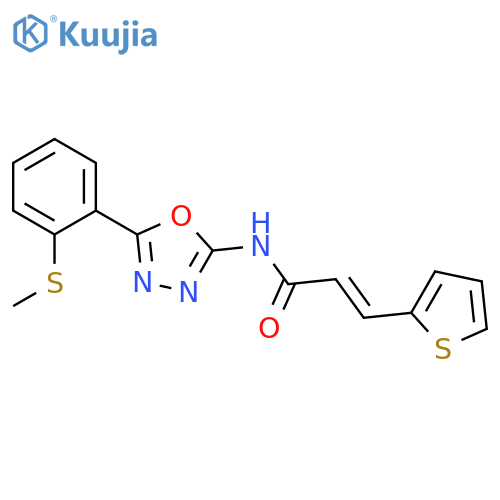 (2E)-N-{5-2-(methylsulfanyl)phenyl-1,3,4-oxadiazol-2-yl}-3-(thiophen-2-yl)prop-2-enamide structure