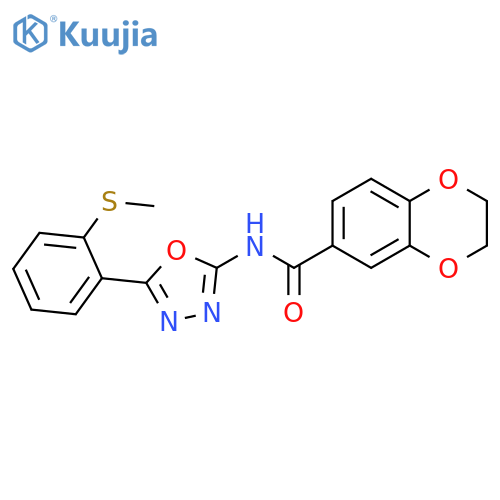 N-{5-2-(methylsulfanyl)phenyl-1,3,4-oxadiazol-2-yl}-2,3-dihydro-1,4-benzodioxine-6-carboxamide structure