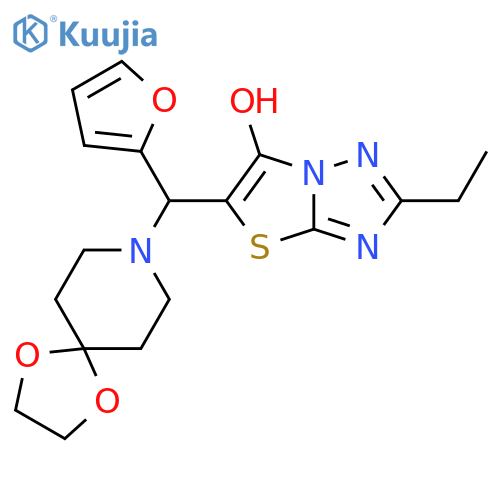 5-({1,4-dioxa-8-azaspiro4.5decan-8-yl}(furan-2-yl)methyl)-2-ethyl-1,2,4triazolo3,2-b1,3thiazol-6-ol structure