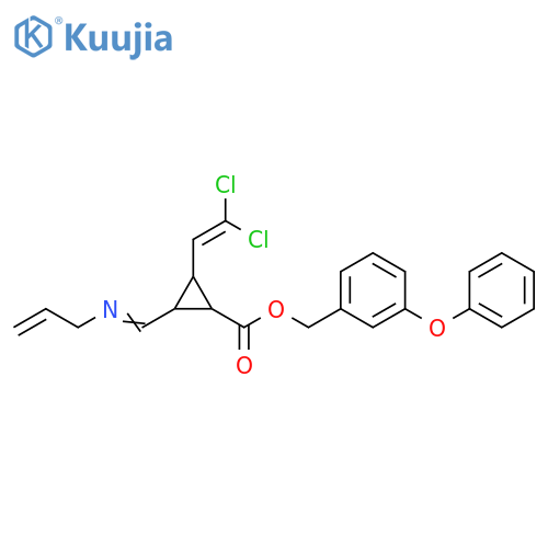 Cyclopropanecarboxylic acid, 2-(2,2-dichloroethenyl)-3-[(2-propen-1-ylimino)methyl]-, (3-phenoxyphenyl)methyl ester structure