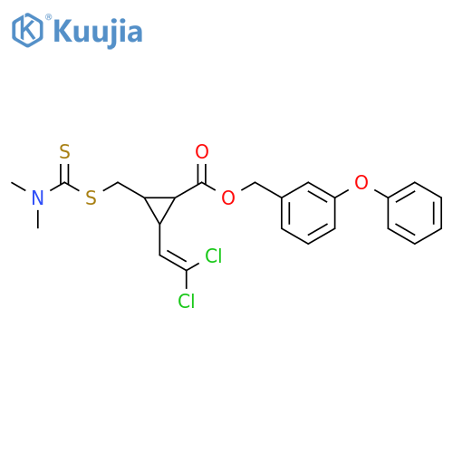 Cyclopropanecarboxylic acid,2-(2,2-dichloroethenyl)-3-[[[(dimethylamino)thioxomethyl]thio]methyl]-,(3-phenoxyphenyl)methyl ester structure