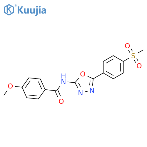N-5-(4-methanesulfonylphenyl)-1,3,4-oxadiazol-2-yl-4-methoxybenzamide structure
