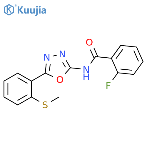 2-fluoro-N-{5-2-(methylsulfanyl)phenyl-1,3,4-oxadiazol-2-yl}benzamide structure