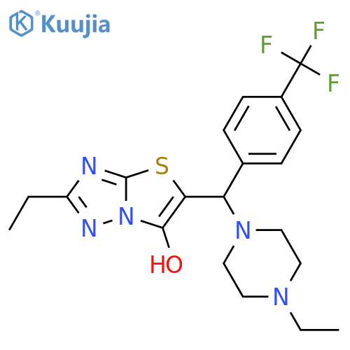 2-ethyl-5-(4-ethylpiperazin-1-yl)4-(trifluoromethyl)phenylmethyl-1,2,4triazolo3,2-b1,3thiazol-6-ol structure
