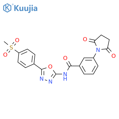 3-(2,5-dioxopyrrolidin-1-yl)-N-5-(4-methanesulfonylphenyl)-1,3,4-oxadiazol-2-ylbenzamide structure