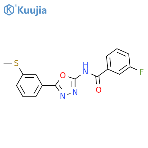 3-fluoro-N-{5-3-(methylsulfanyl)phenyl-1,3,4-oxadiazol-2-yl}benzamide structure