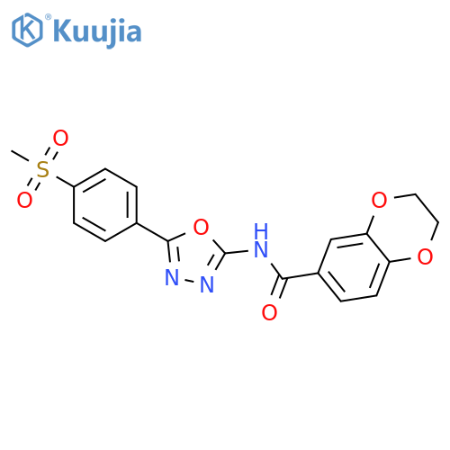N-5-(4-methanesulfonylphenyl)-1,3,4-oxadiazol-2-yl-2,3-dihydro-1,4-benzodioxine-6-carboxamide structure