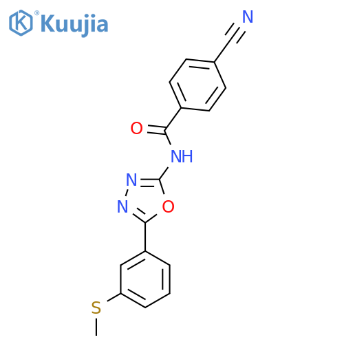 4-cyano-N-{5-3-(methylsulfanyl)phenyl-1,3,4-oxadiazol-2-yl}benzamide structure