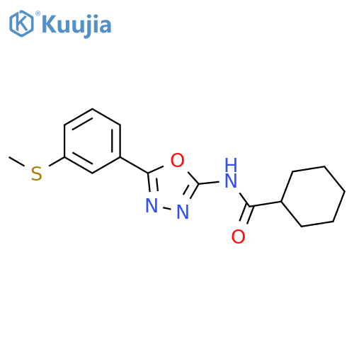N-{5-3-(methylsulfanyl)phenyl-1,3,4-oxadiazol-2-yl}cyclohexanecarboxamide structure