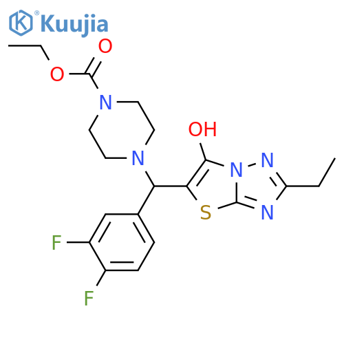 ethyl 4-(3,4-difluorophenyl)({2-ethyl-6-hydroxy-1,2,4triazolo3,2-b1,3thiazol-5-yl})methylpiperazine-1-carboxylate structure