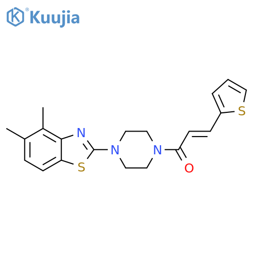 (2E)-1-4-(4,5-dimethyl-1,3-benzothiazol-2-yl)piperazin-1-yl-3-(thiophen-2-yl)prop-2-en-1-one structure