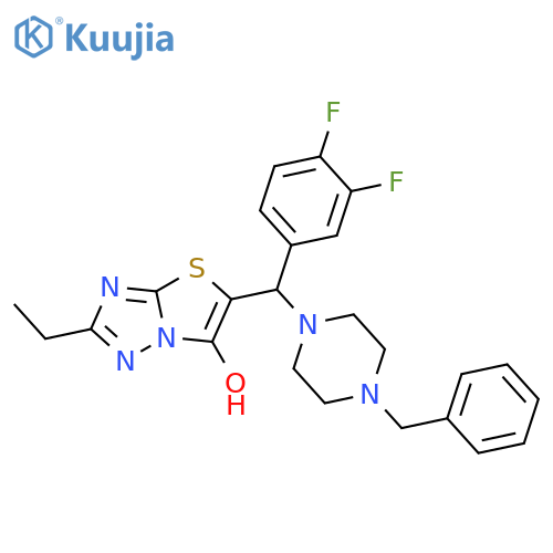 5-(4-benzylpiperazin-1-yl)(3,4-difluorophenyl)methyl-2-ethyl-1,2,4triazolo3,2-b1,3thiazol-6-ol structure